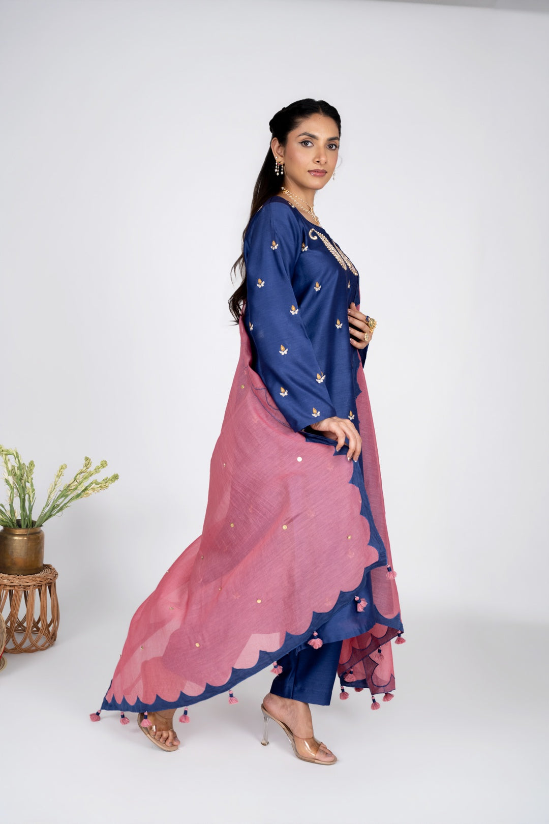 Eraya Blush Chanderi kurta set with Dupatta