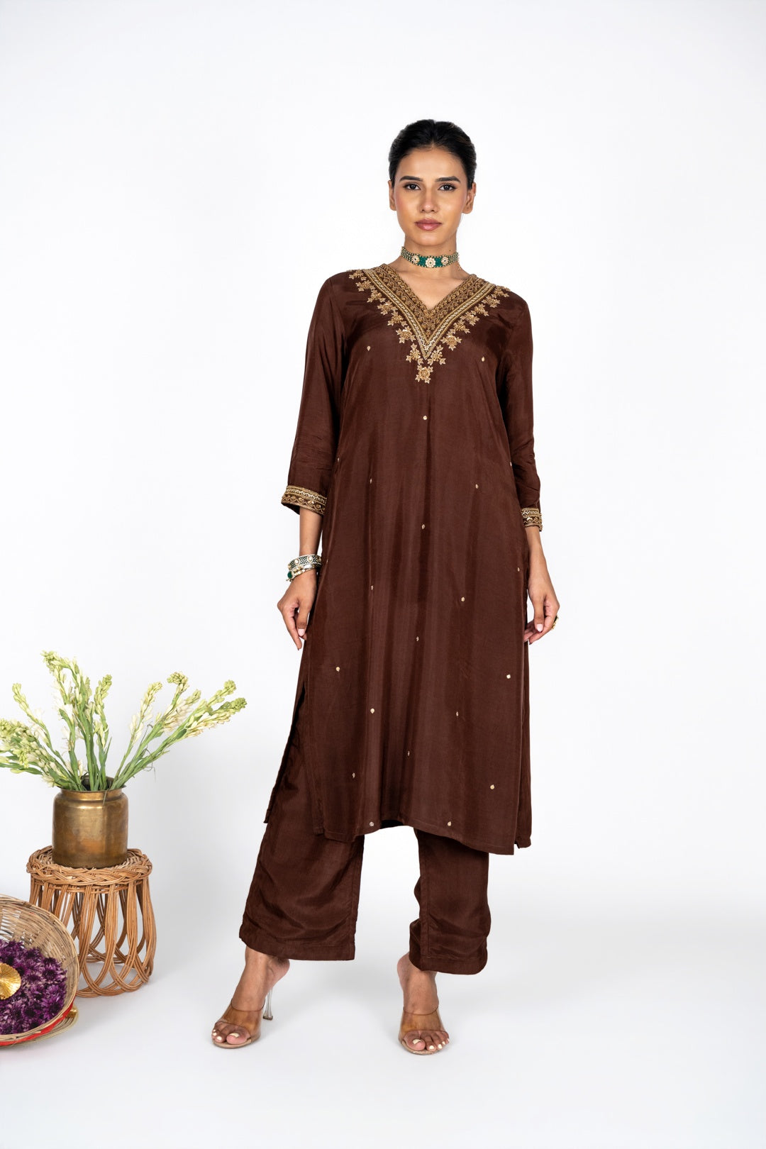 Mahveen Mocha kurta set