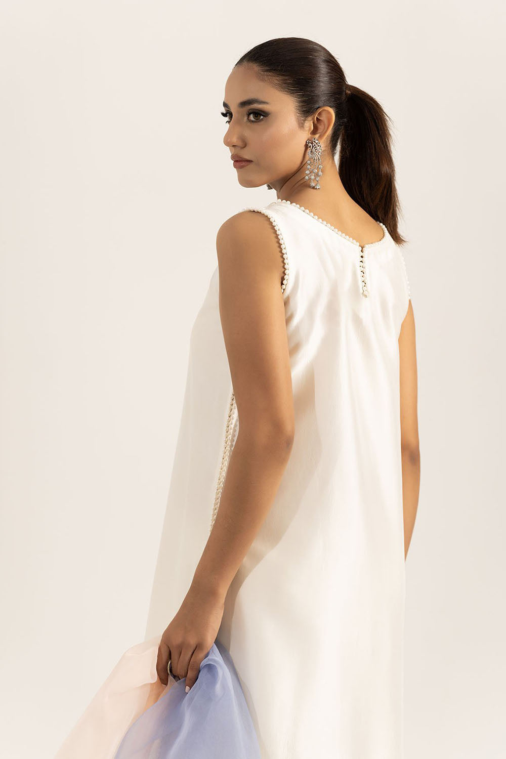 Ivory White Pure Silk Sleeveless Kurta Set