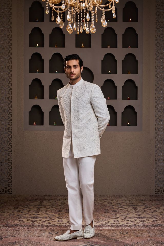 White Jodhpuri Coat Pant
