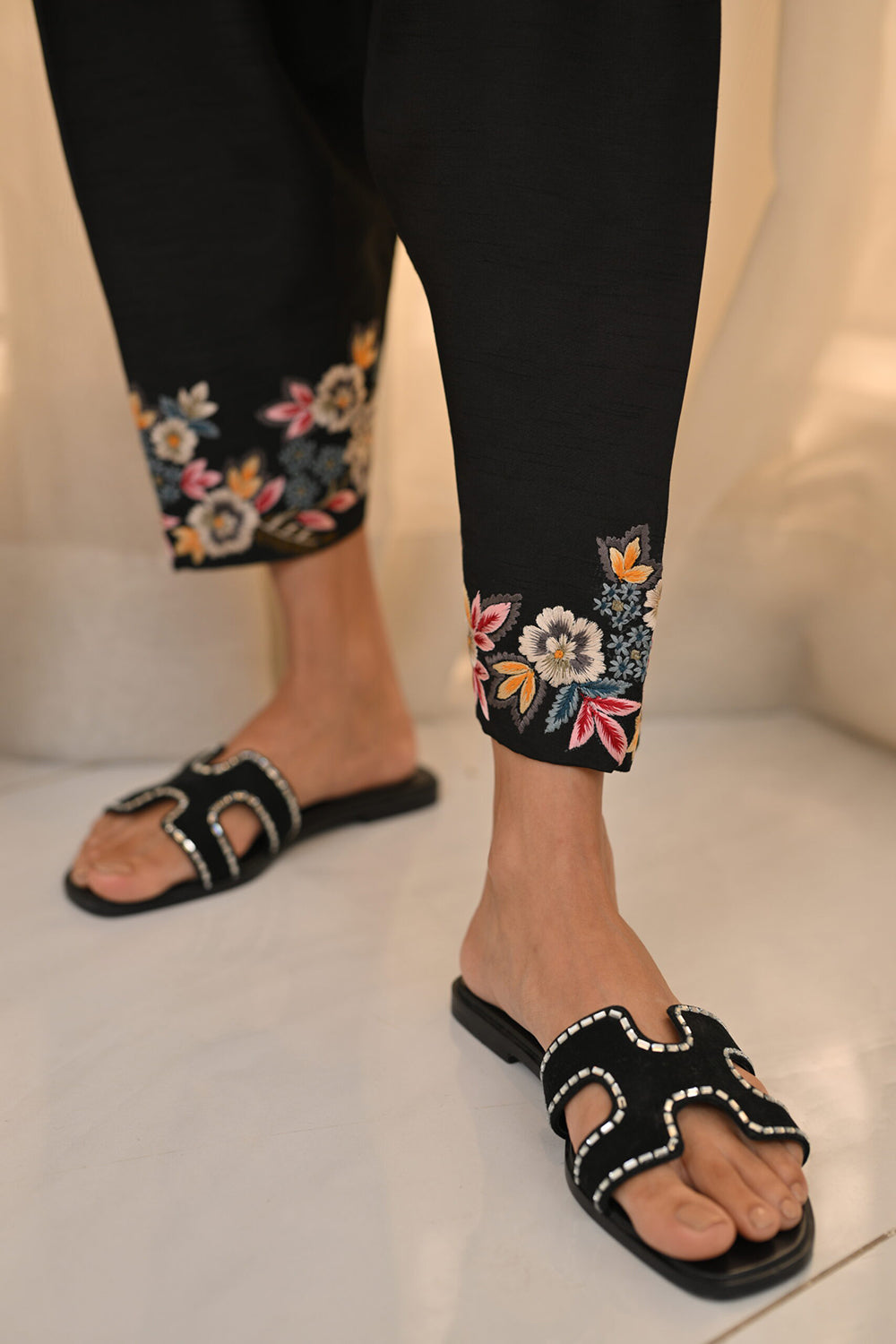 Black Bird Embroidered Kurta Set