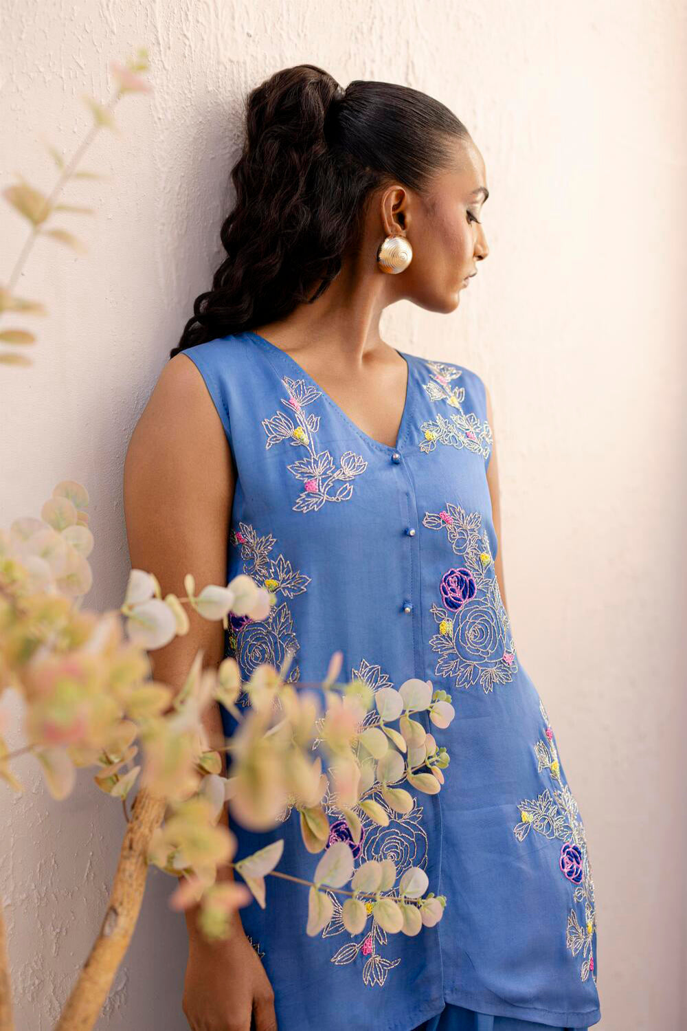 Blue Embroidered Co-Ord Set