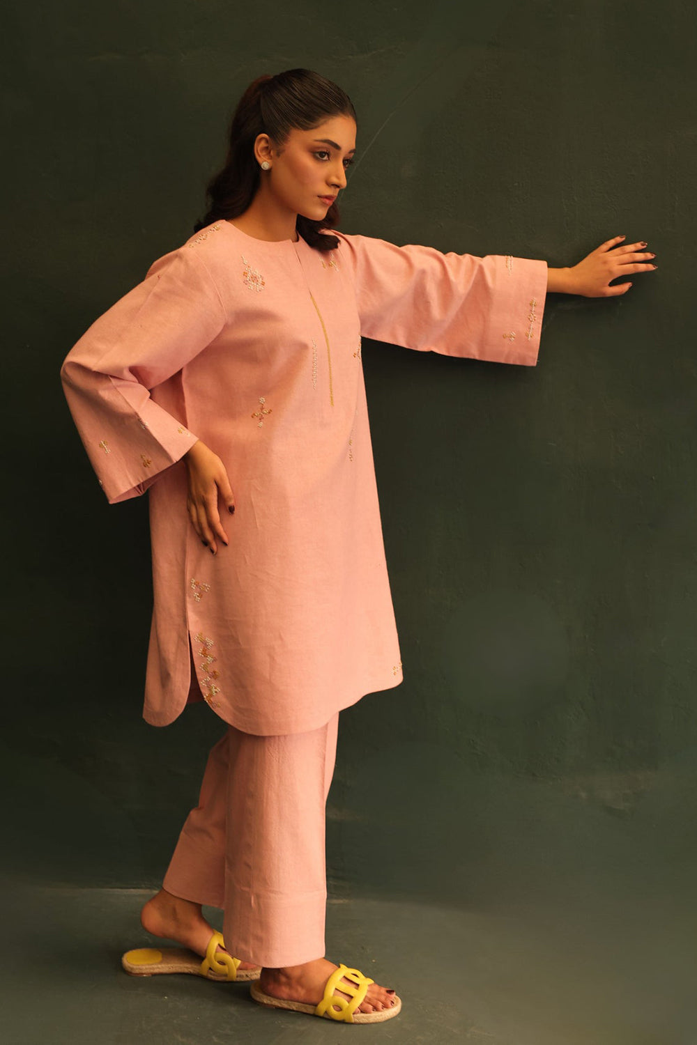 Blush Petal Embroidered Kurta Set