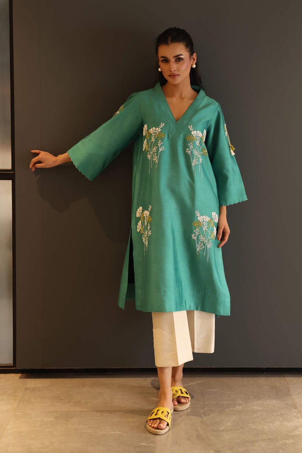 Botanical Threadwork Kurta Set