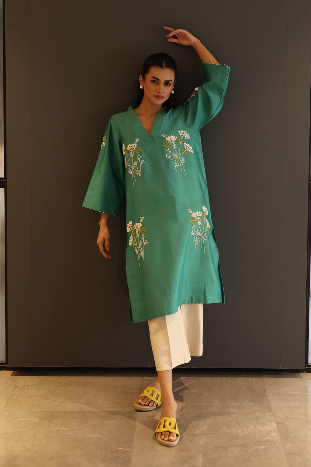 Botanical Threadwork Kurta Set