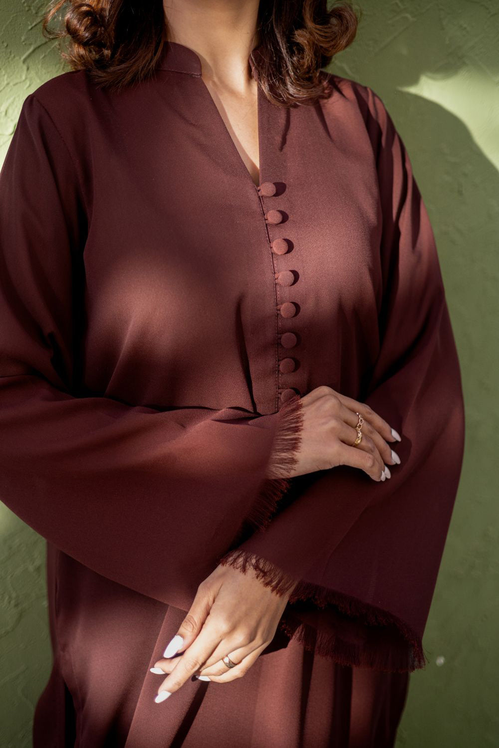 Deep Cocoa Button Kurta Set
