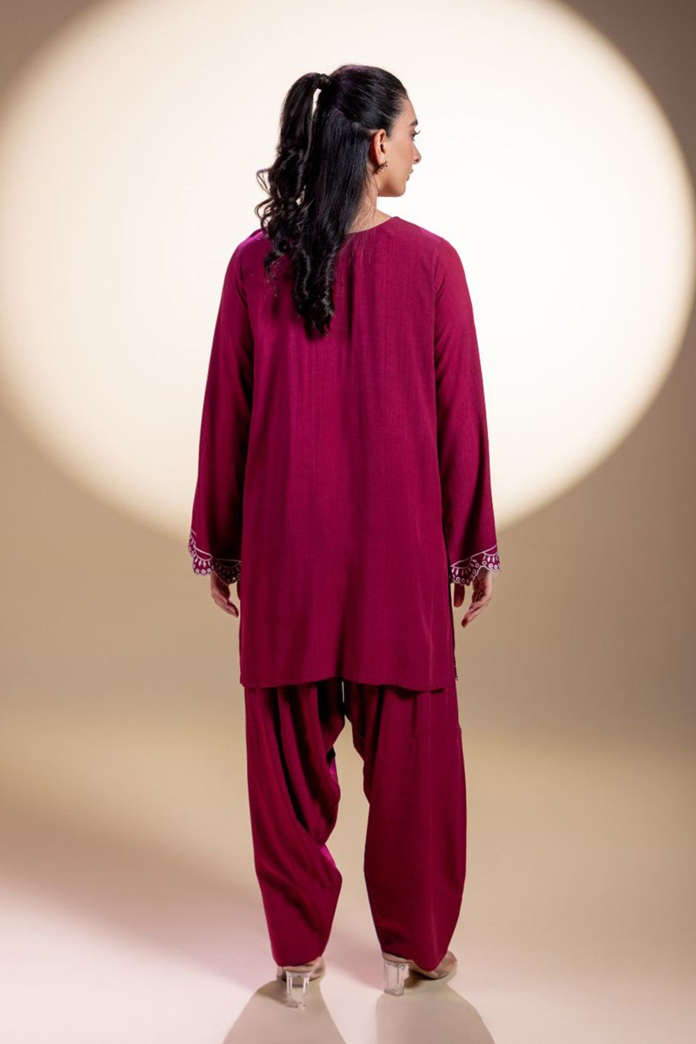 Deep Pink Embroidered Kurta Set