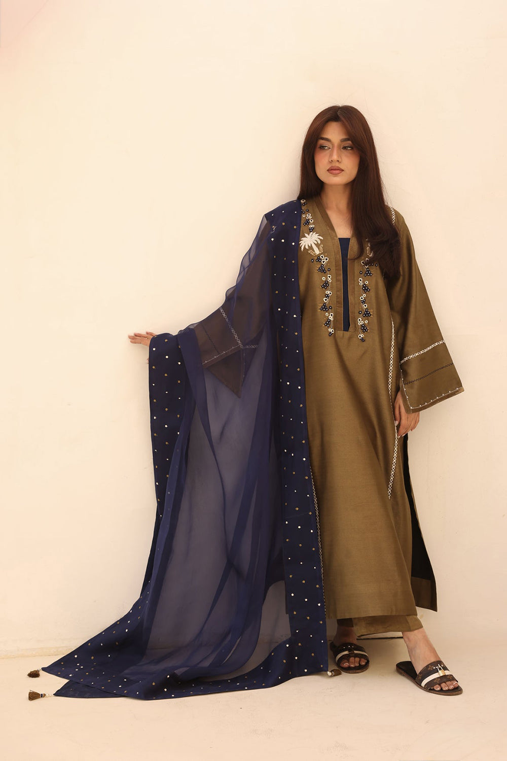 Earthy Olive Festive Kurta Set