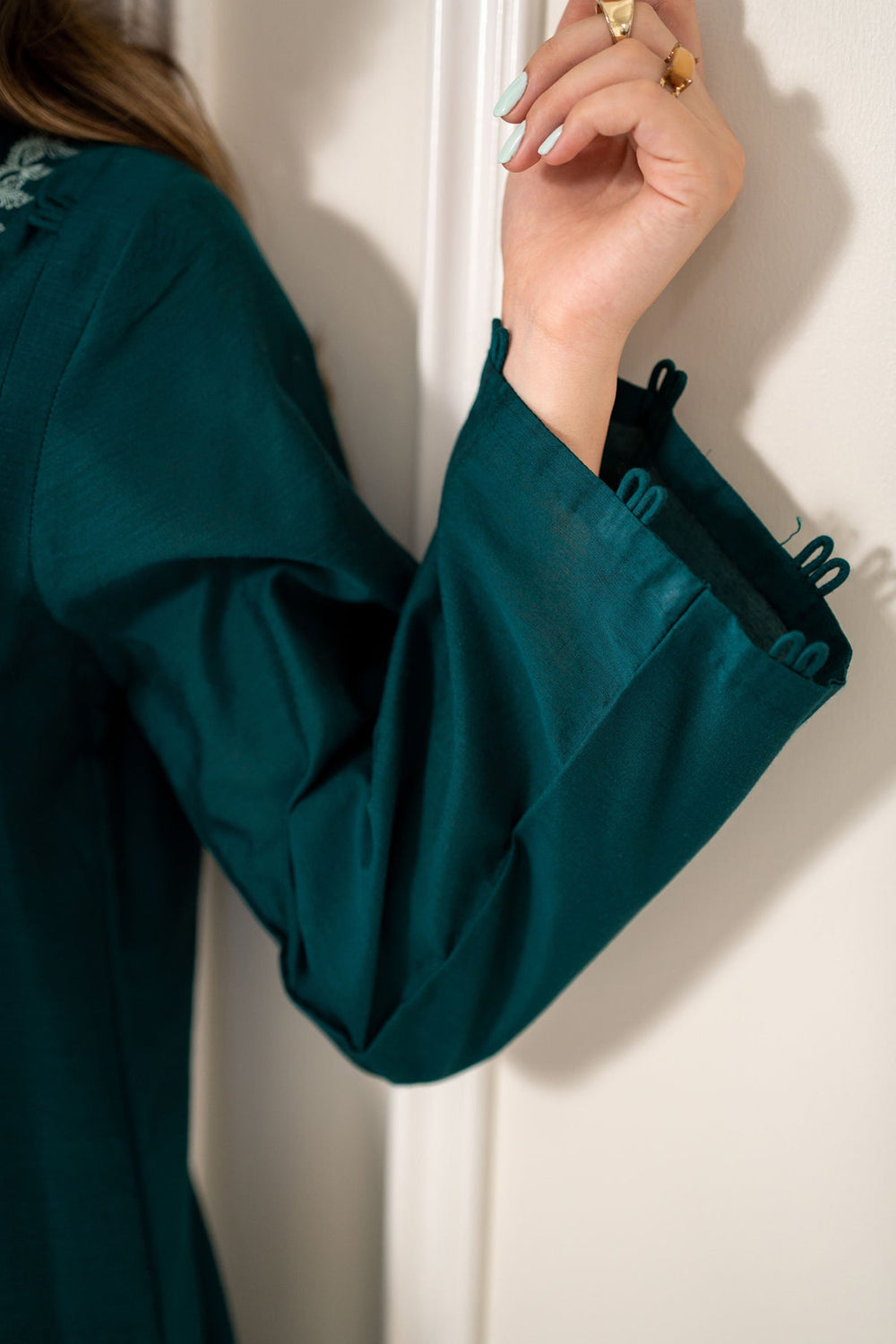 Emerald Dusk Embroidered Kurta Trouser Set