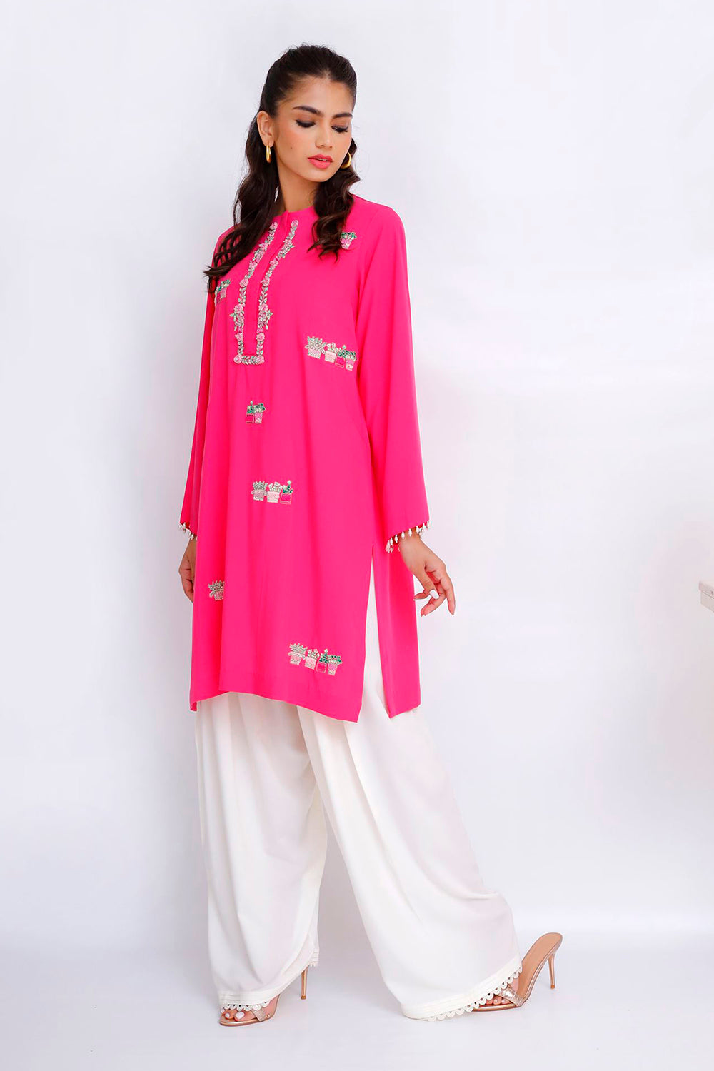 Fuchsia Embroidered Kurta Set