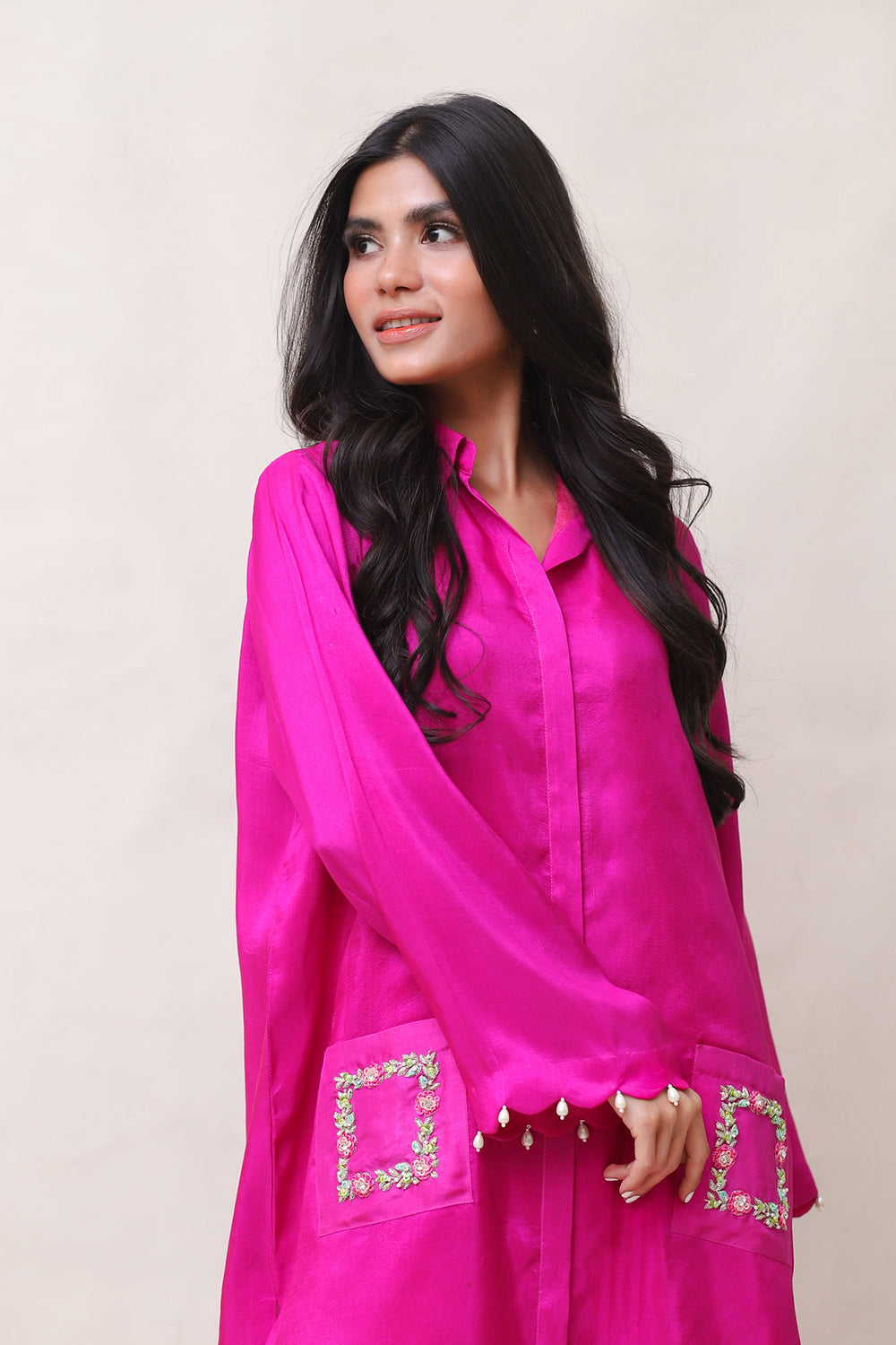 Fuchsia Embroidered Kurta Set