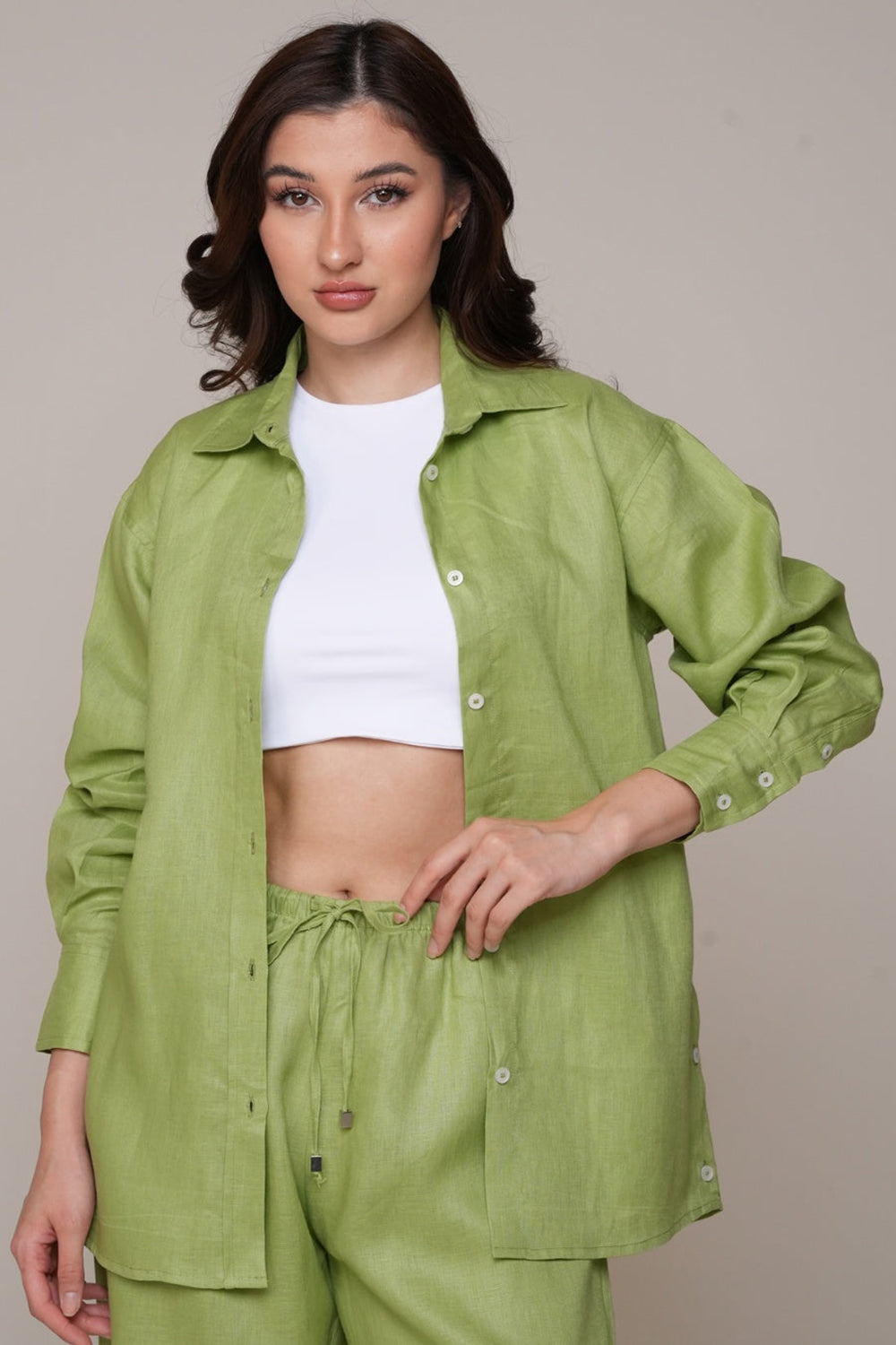 Green Reverie Linen Relaxed Co-Ord Set