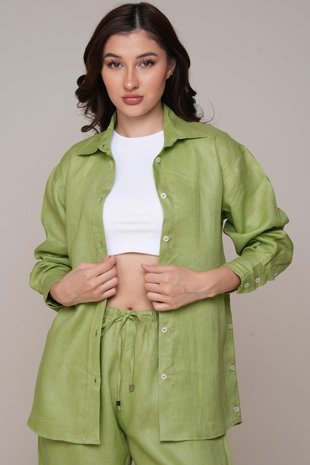 Green Reverie Linen Relaxed Co-Ord Set