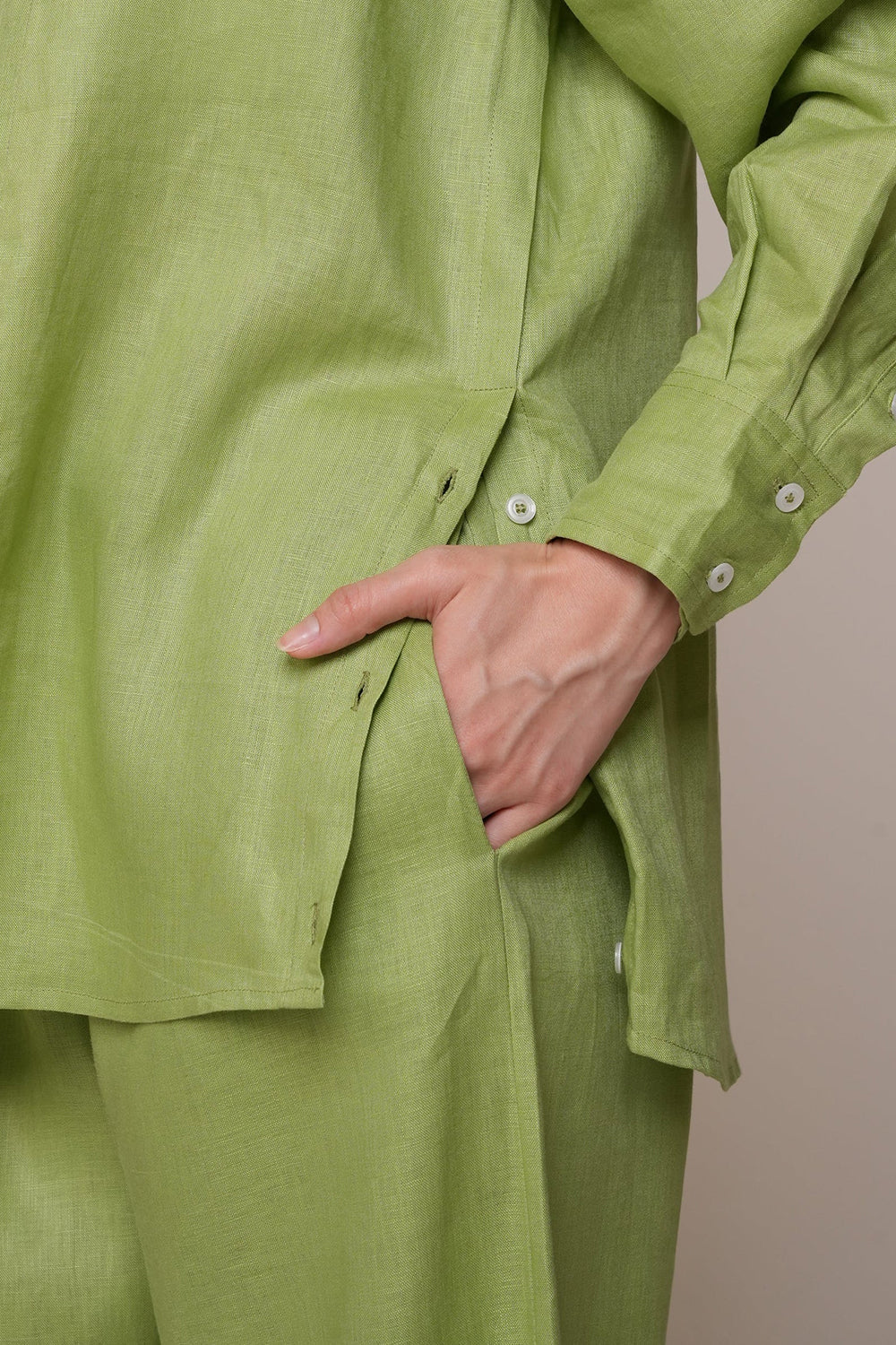 Green Reverie Linen Relaxed Co-Ord Set