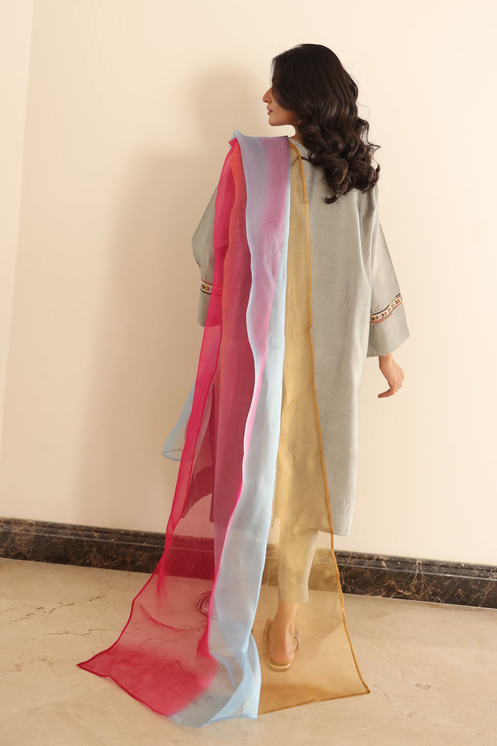 Grey Summer Festive Kurta Set
