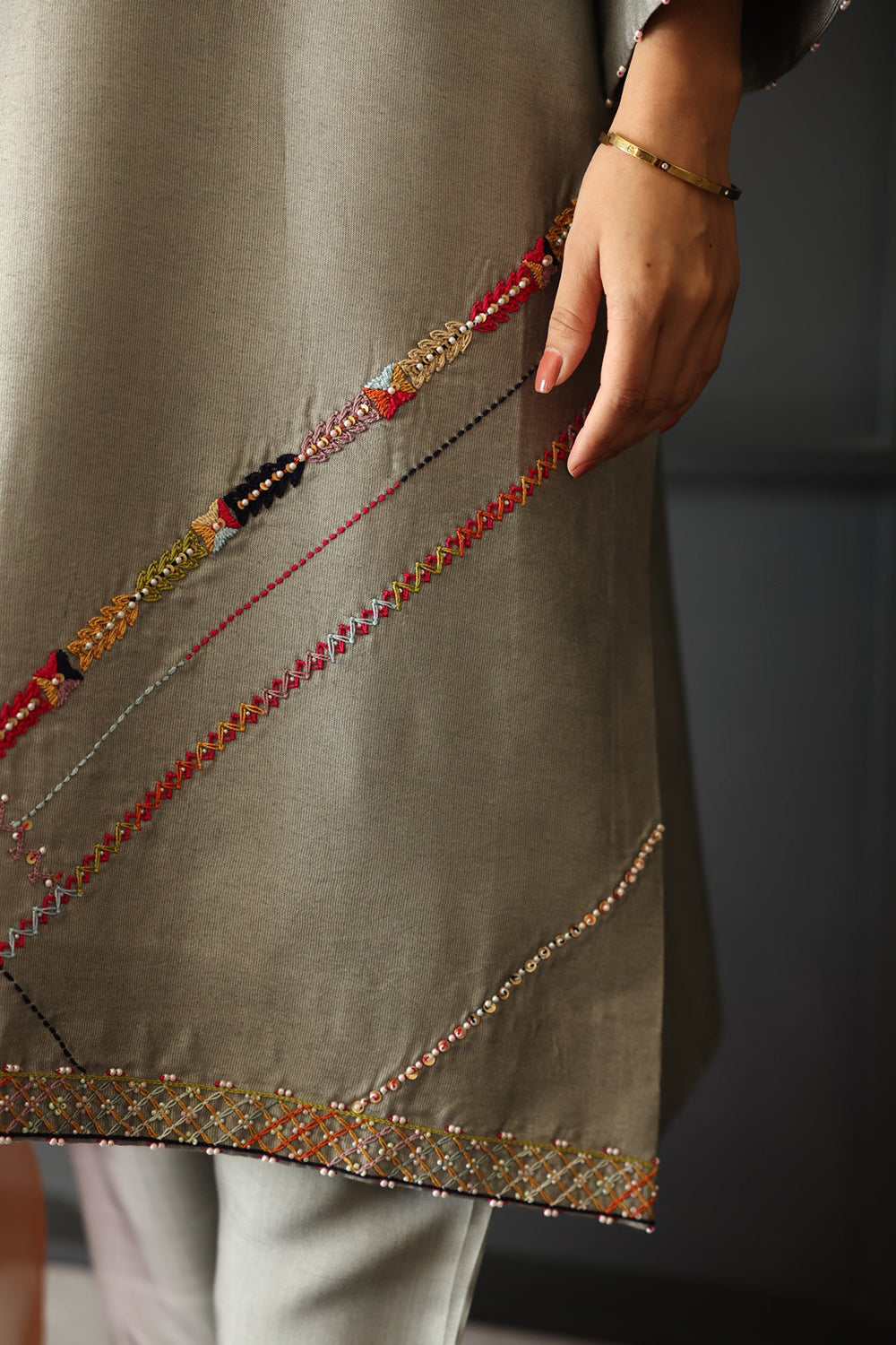 Grey Summer Festive Kurta Set
