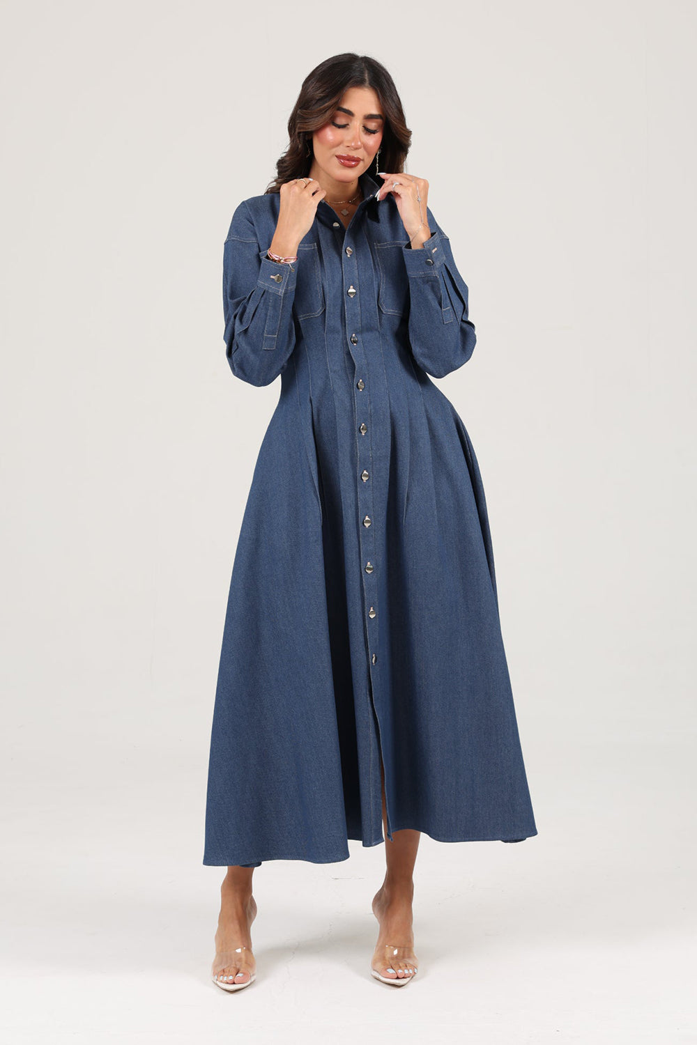 Indigo Tailored Denim Shirt Dress