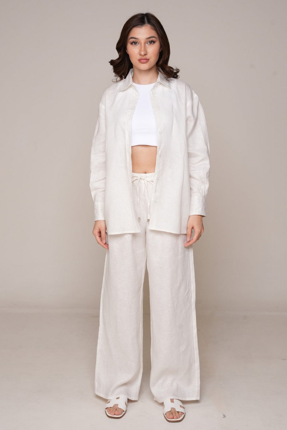 Ivory Shell Linen Relaxed Co-Ord Set
