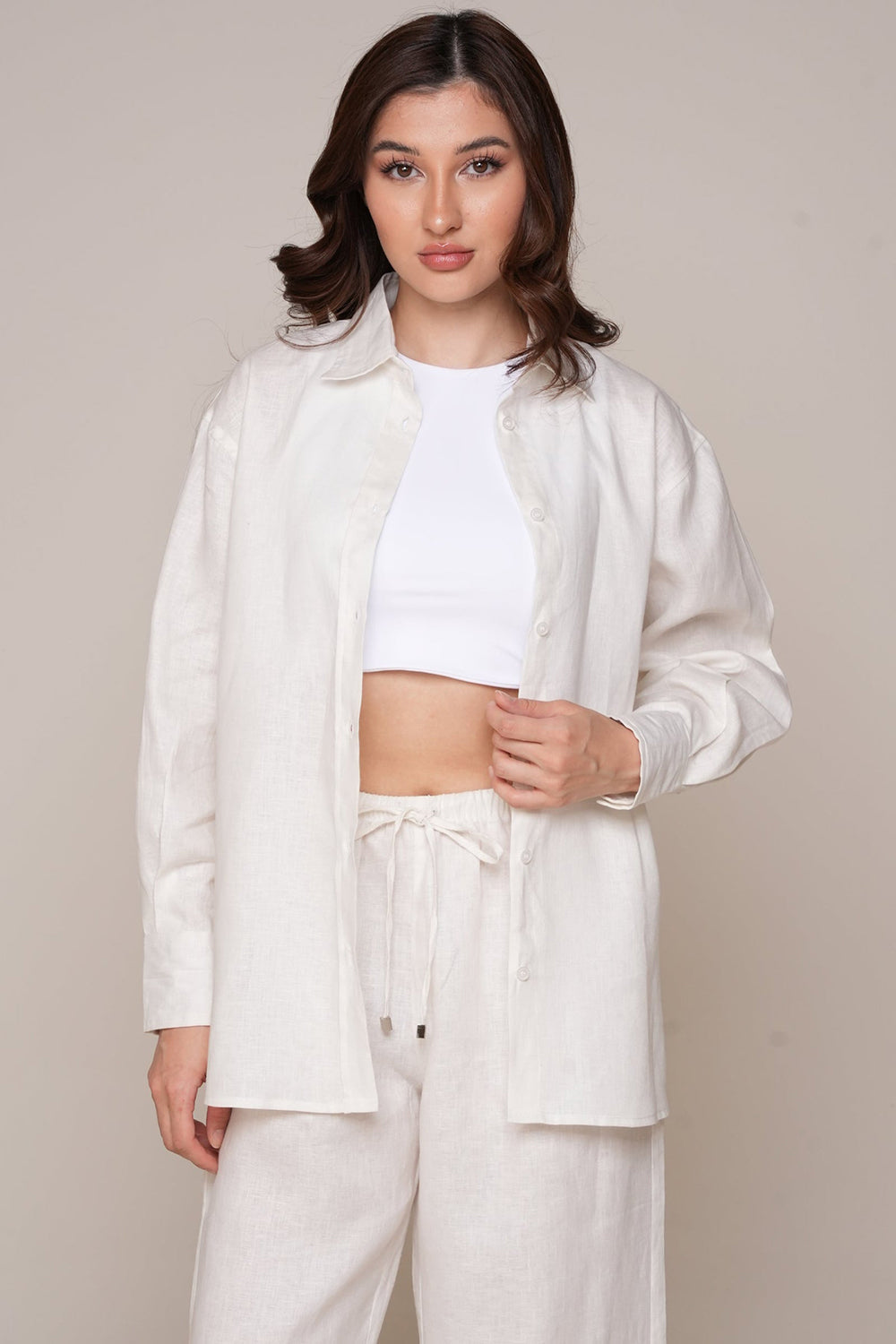 Ivory Shell Linen Relaxed Co-Ord Set