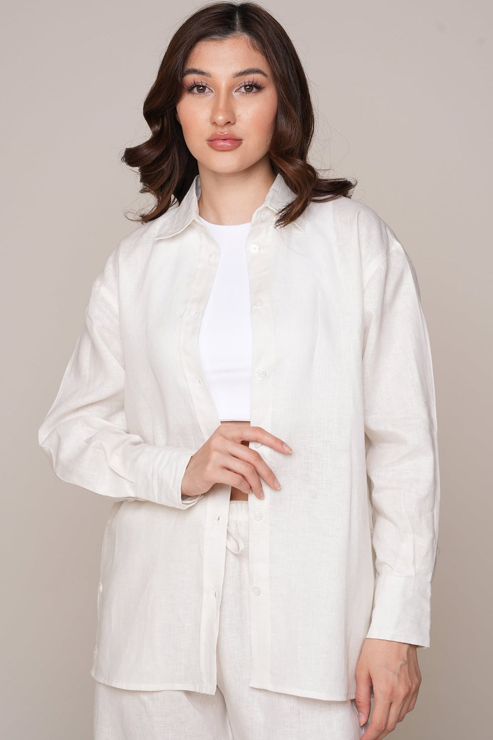 Ivory Shell Linen Relaxed Co-Ord Set