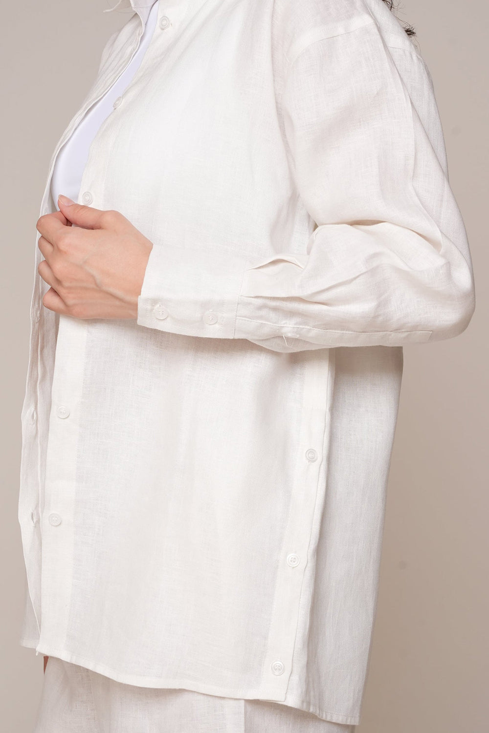 Ivory Shell Linen Relaxed Co-Ord Set
