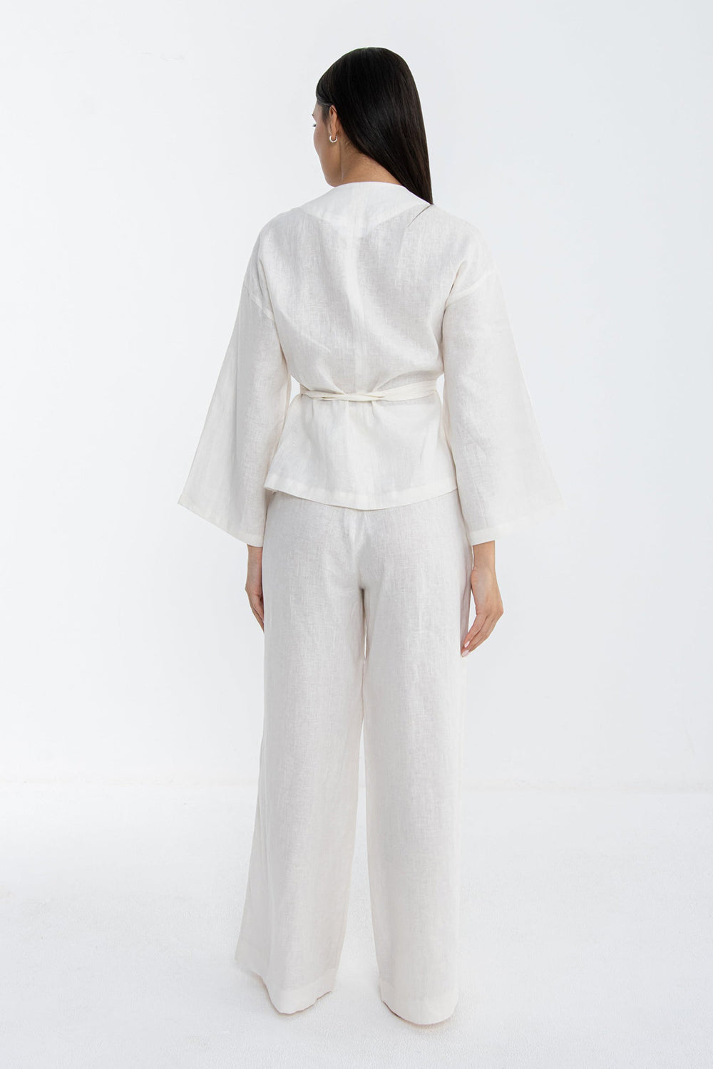 Ivory Whisper Linen Wrap Co-Ord Set