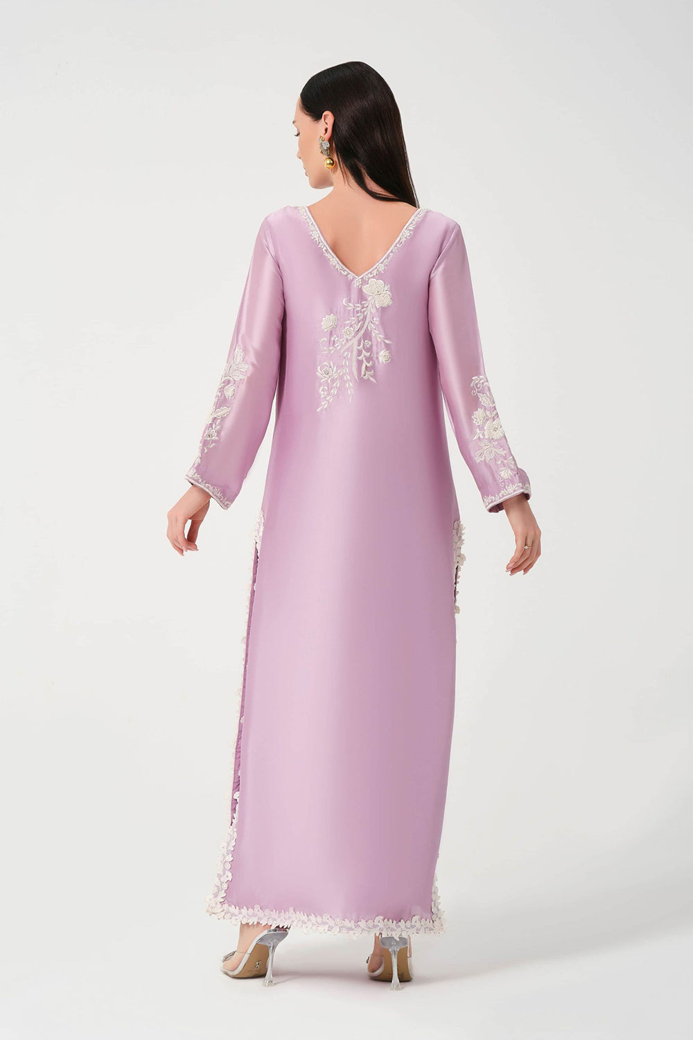 Lavender Women Embroidered Kurta Set