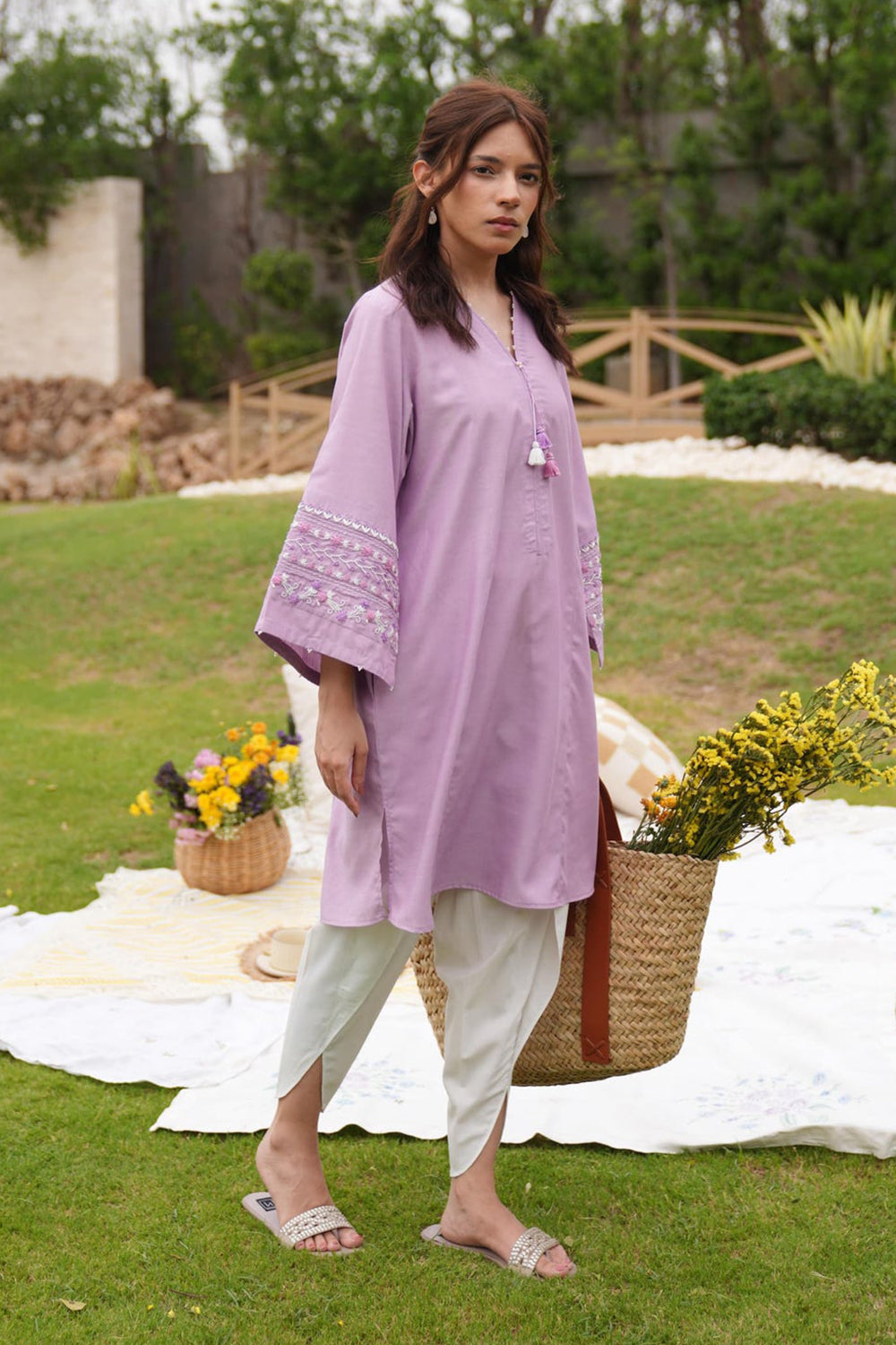 Lilac Cotton Kurta Set