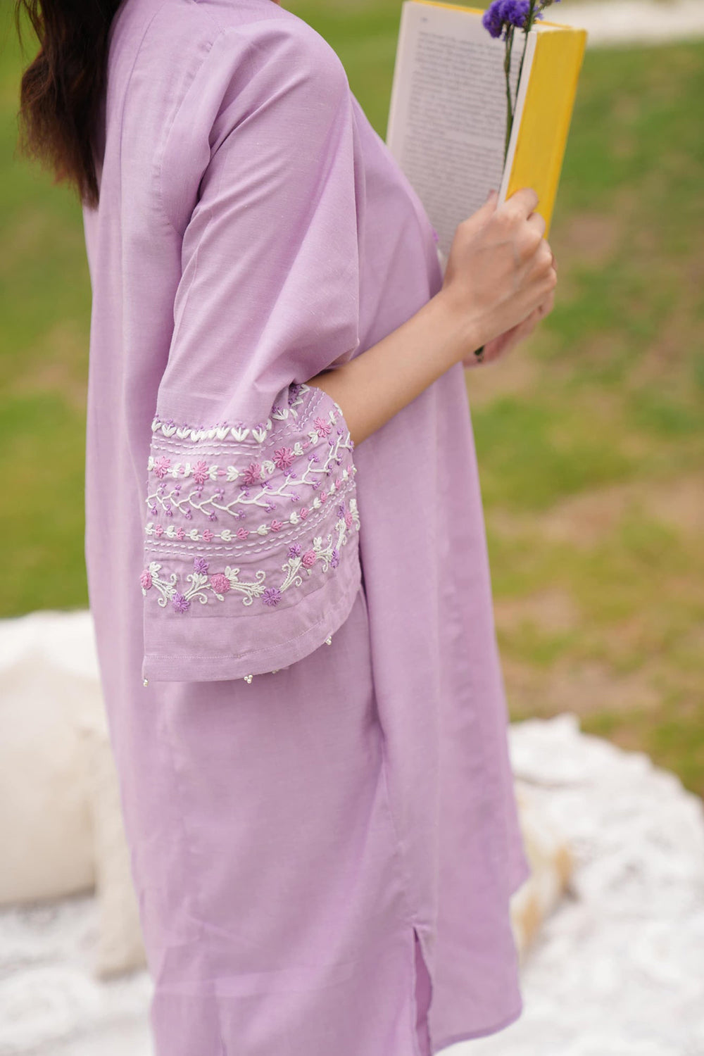 Lilac Cotton Kurta Set