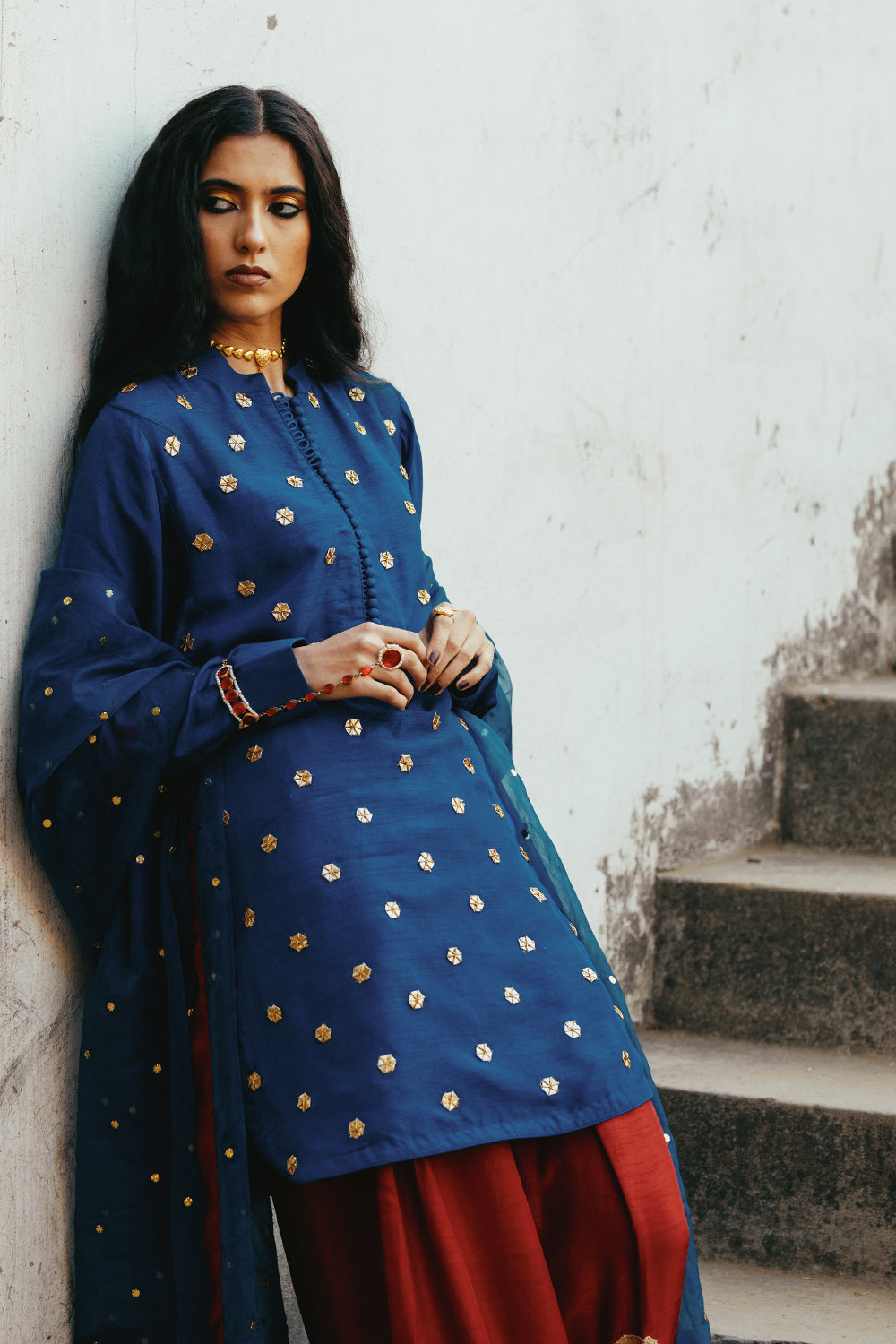Midnight Blue Gota Work Kurta Set