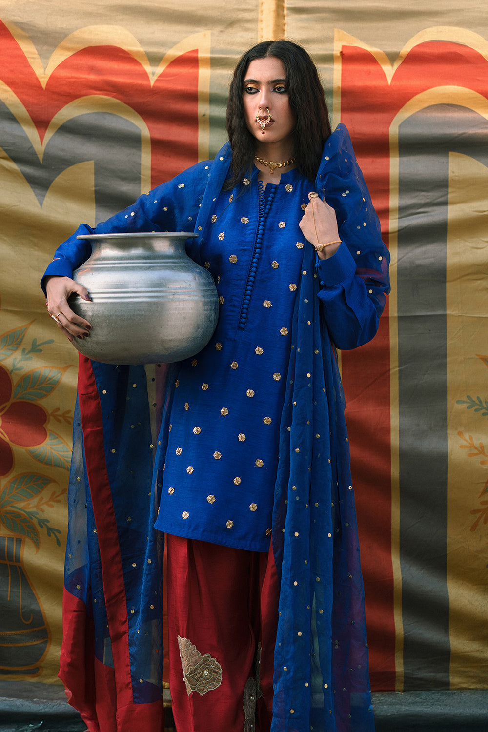 Midnight Blue Gota Work Kurta Set
