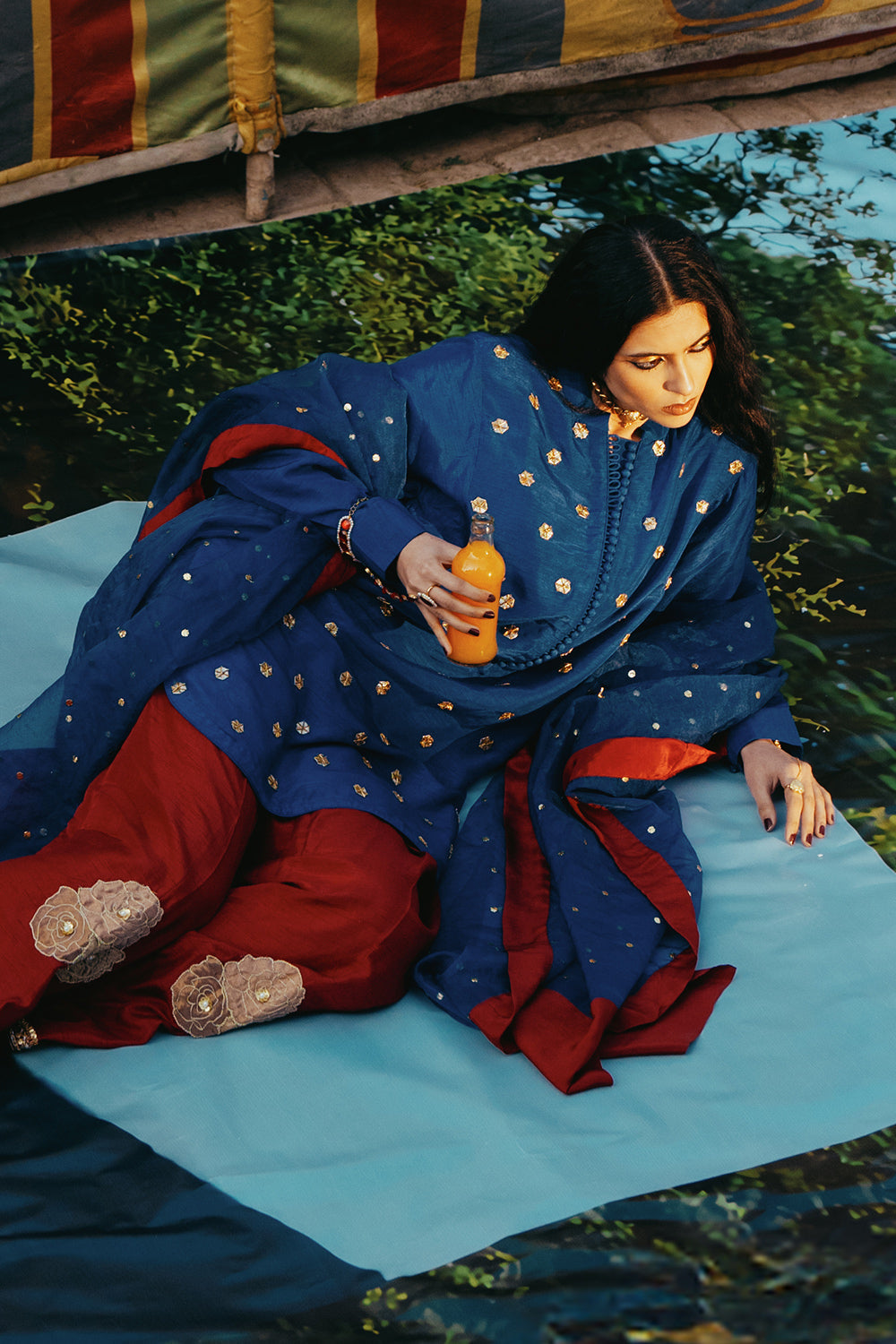 Midnight Blue Gota Work Kurta Set