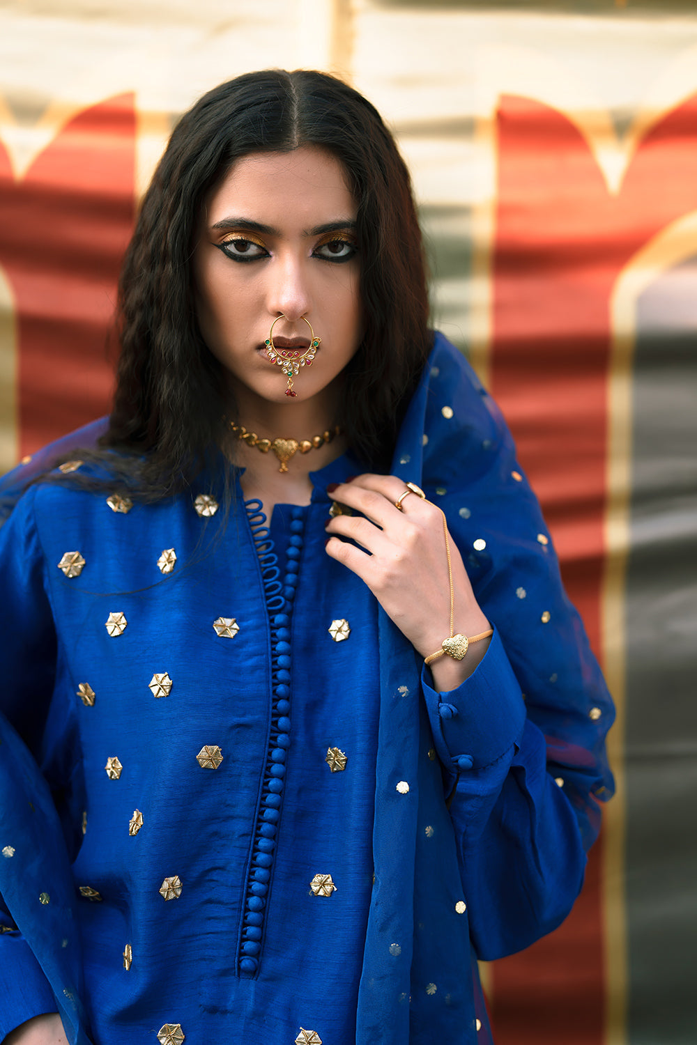 Midnight Blue Gota Work Kurta Set