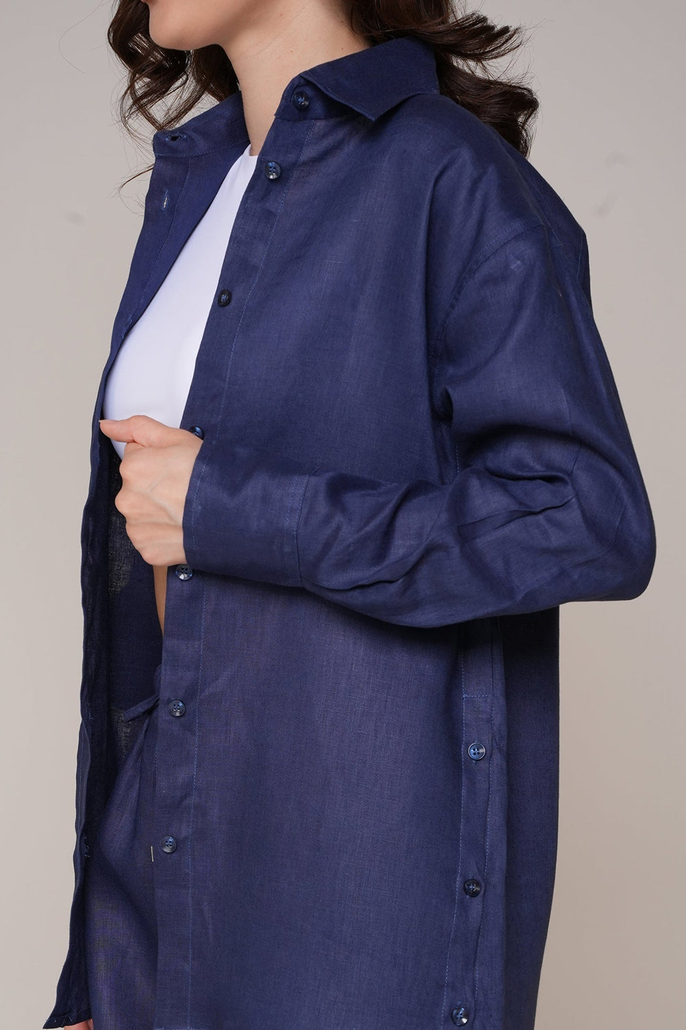 Midnight Navy Linen Relaxed Co-Ord Set
