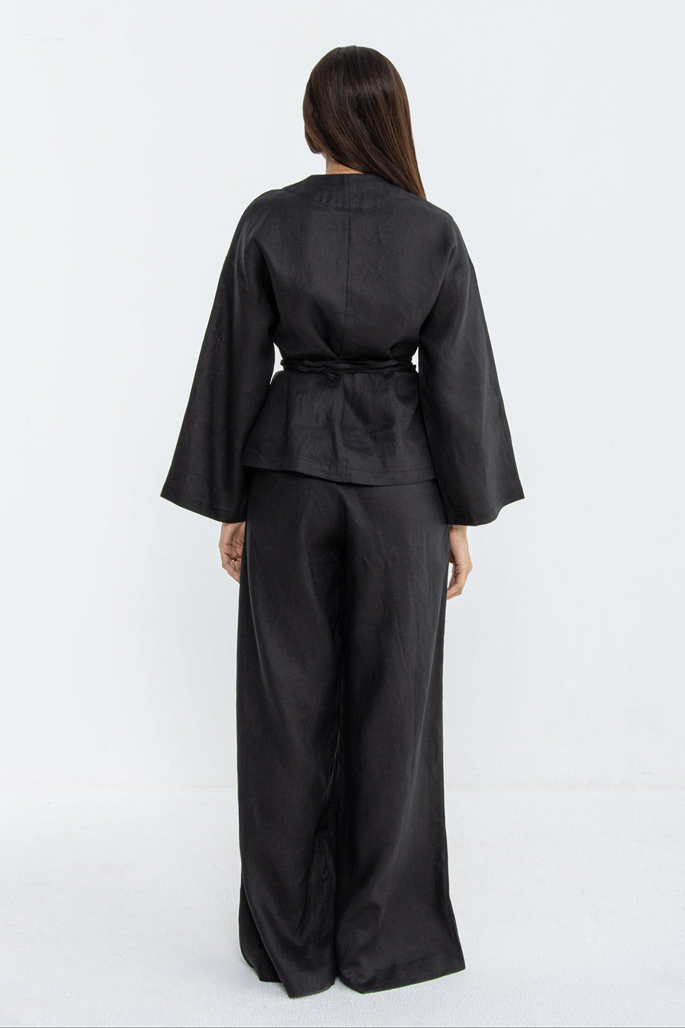 Midnight Veil Linen Wrap Co-Ord Set