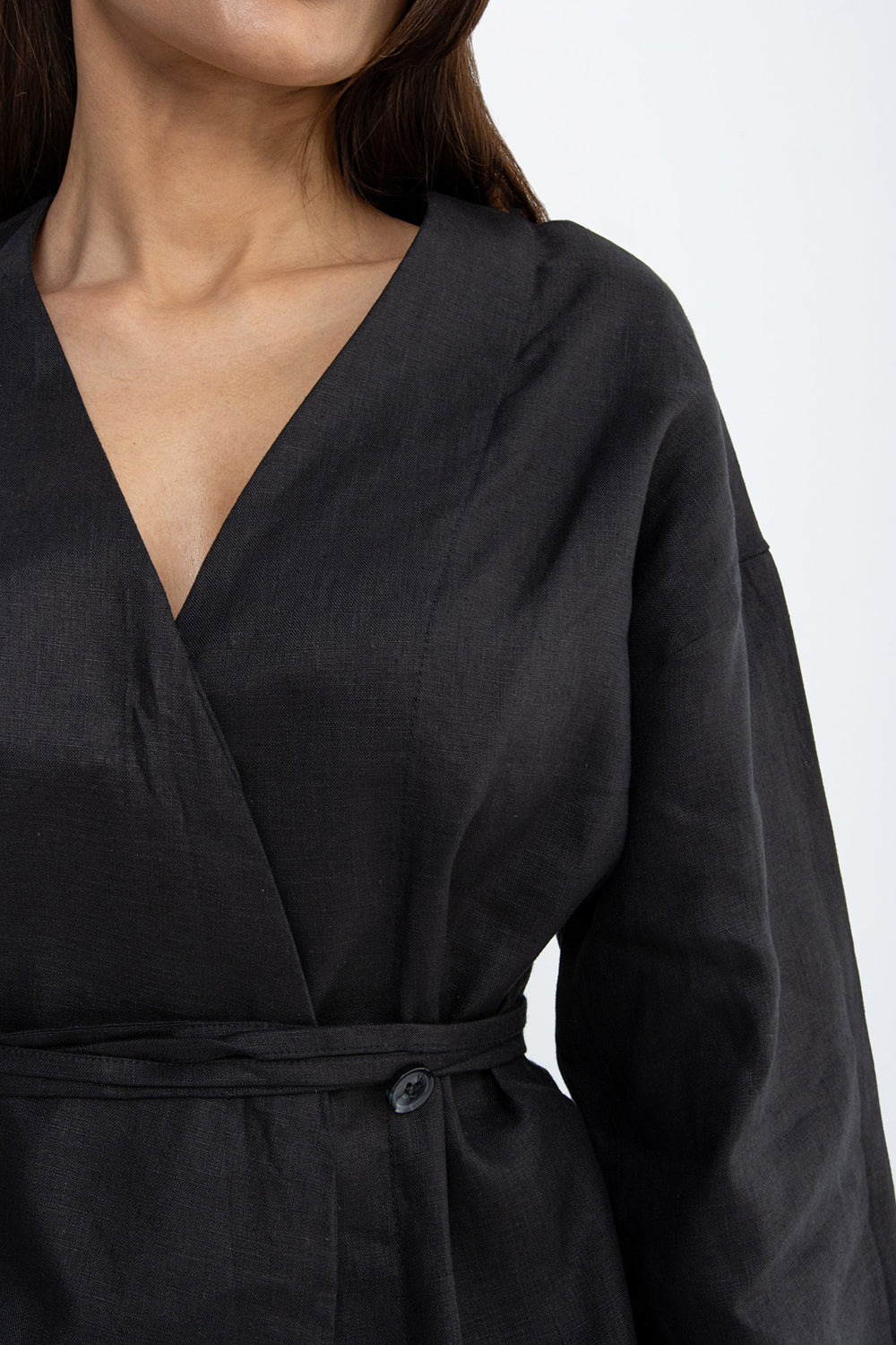 Midnight Veil Linen Wrap Co-Ord Set