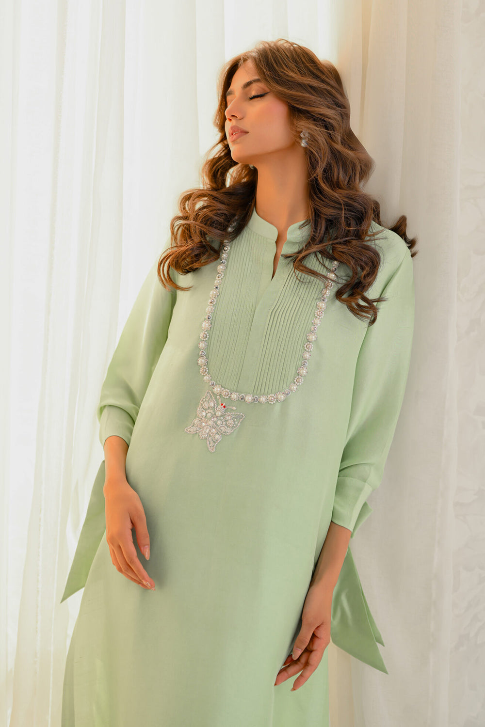Mint Green Silk Suit Set