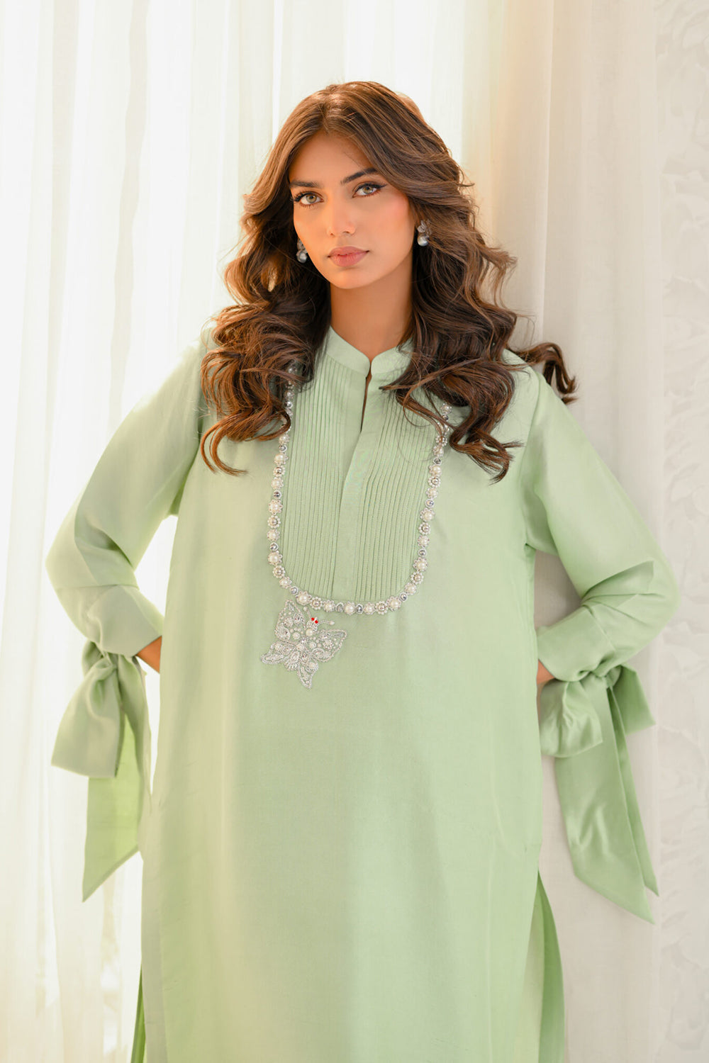 Mint Green Silk Suit Set