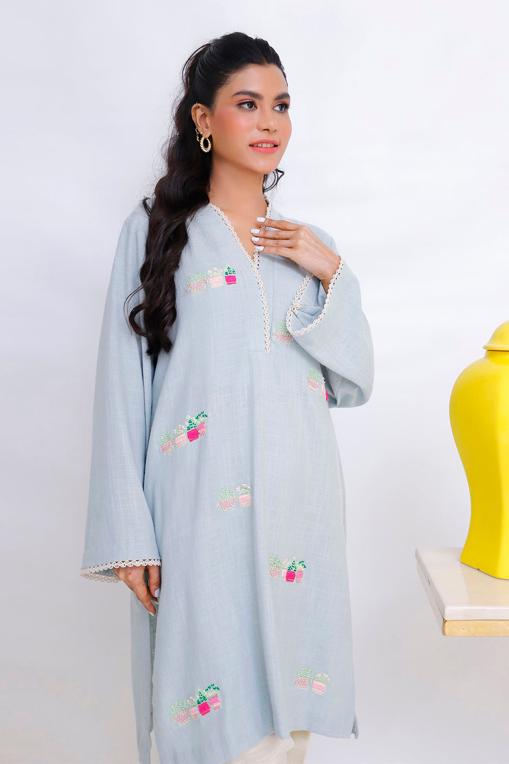 Mist Blue Embroidered Kurta Set