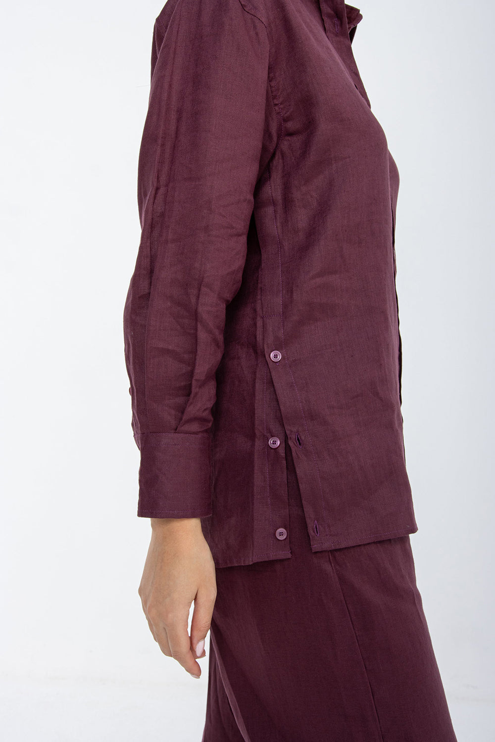 Mulberry Wine Linen Relaxed Co-Ord Set