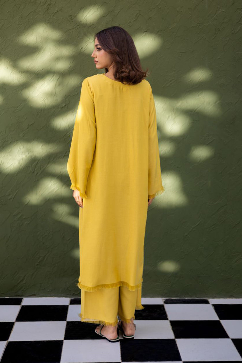 Muted Marigold Fringe Kurta Set