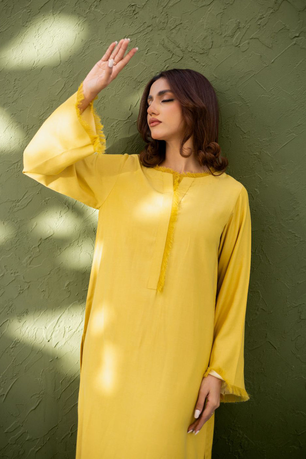 Muted Marigold Fringe Kurta Set