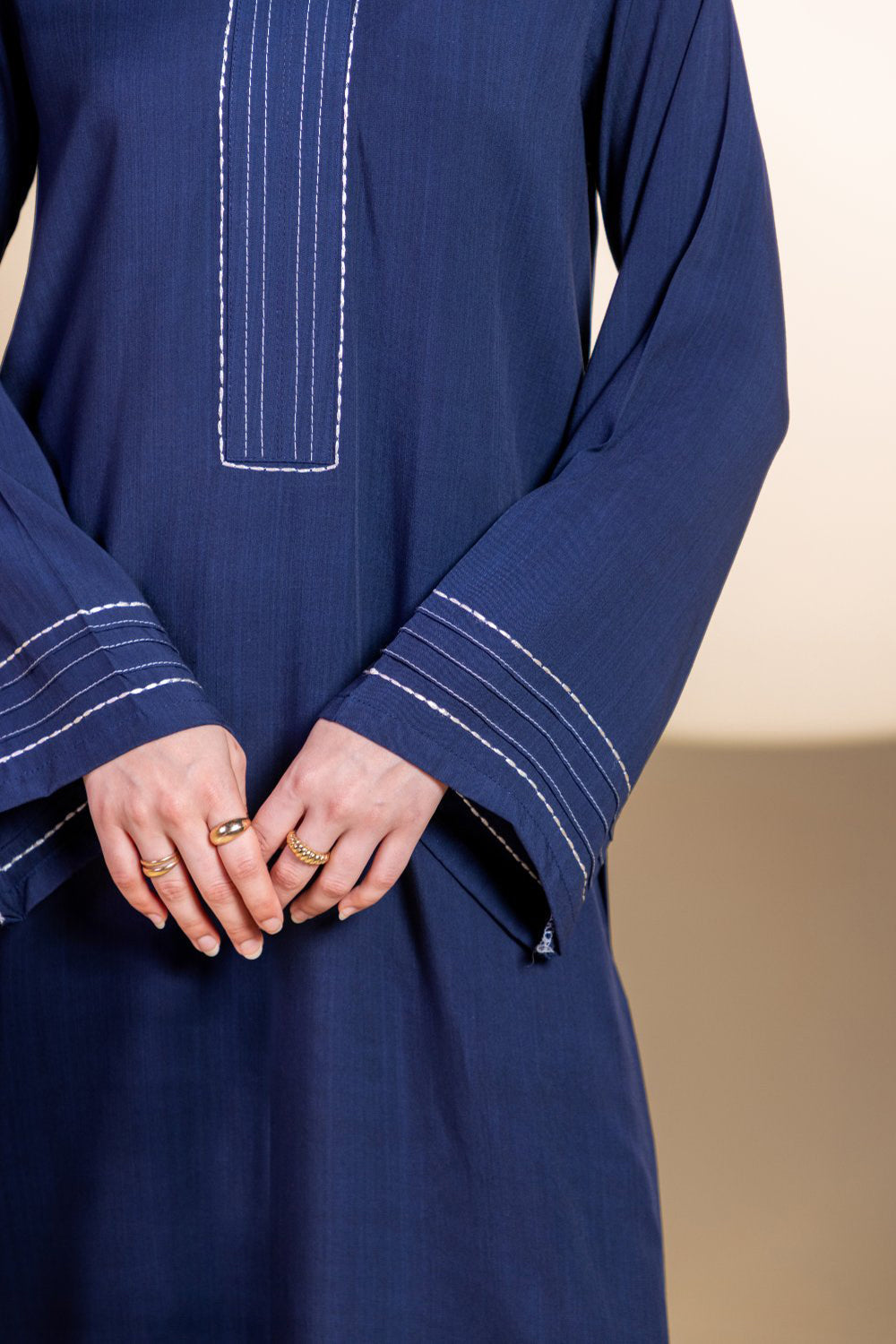 Navy Blue Stitch Detail Kurta Set