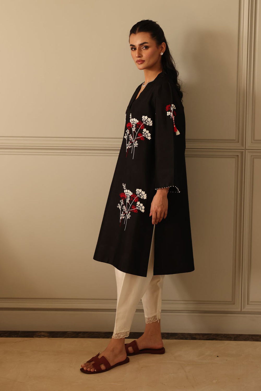 Noir Bloom Embroidered Kurta Set