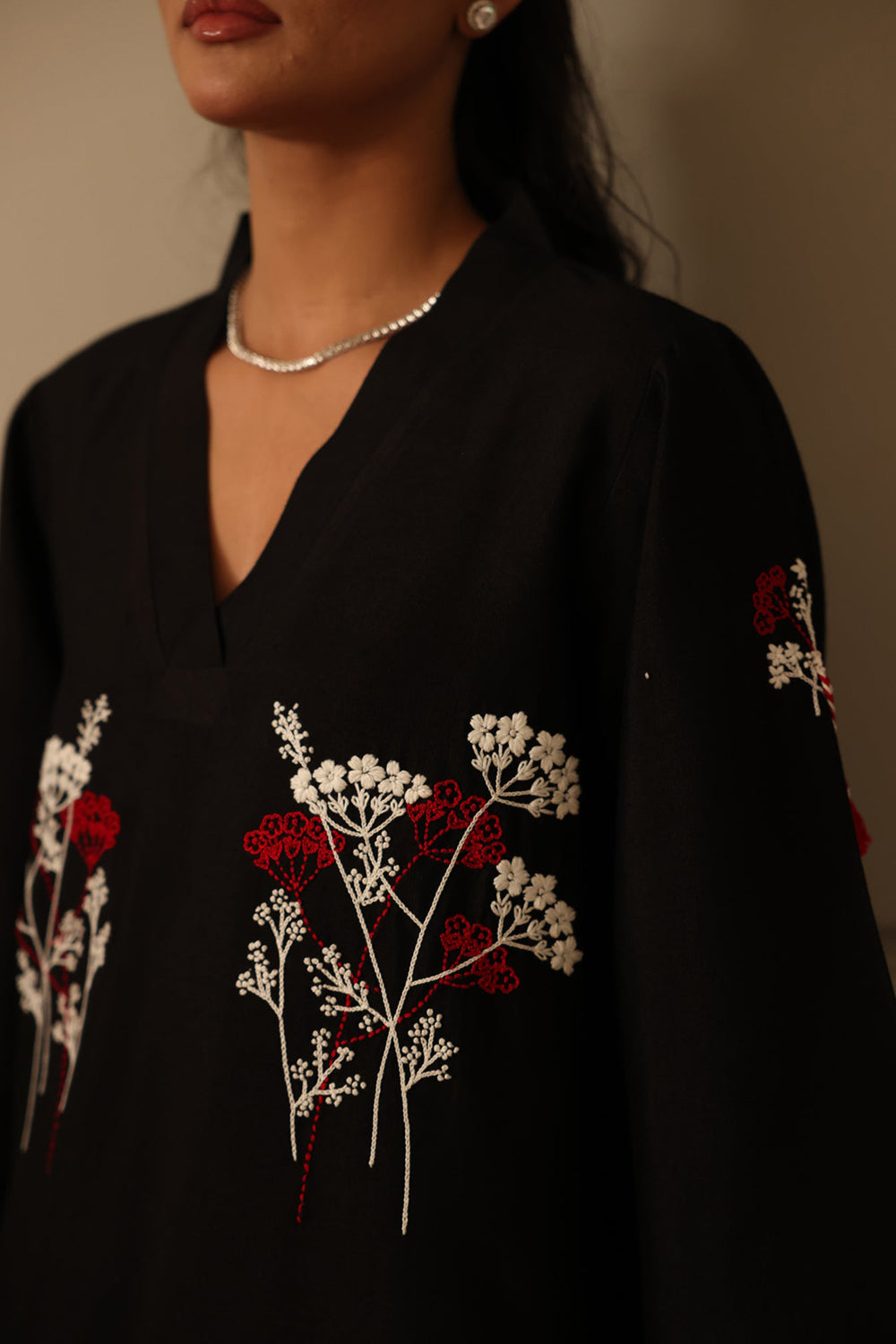 Noir Bloom Embroidered Kurta Set