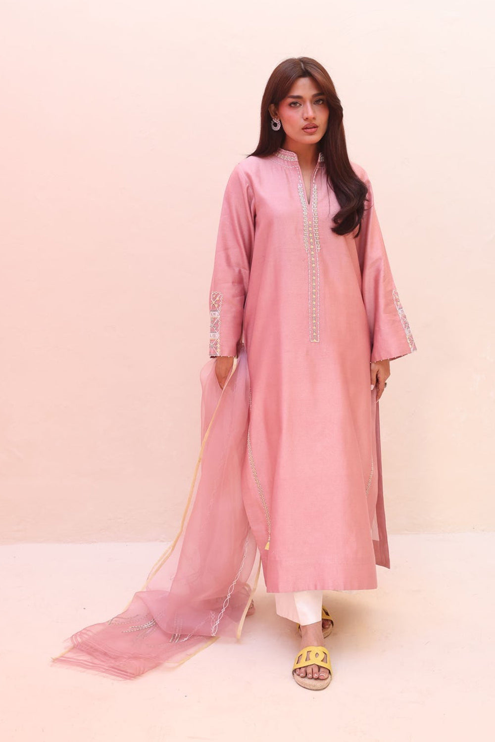 Rose Blush Embroidered Kurta Set
