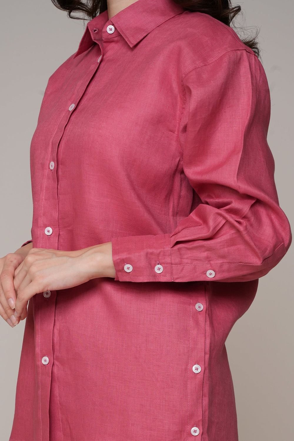 Rosewood Pink Linen Relaxed Co-Ord Set