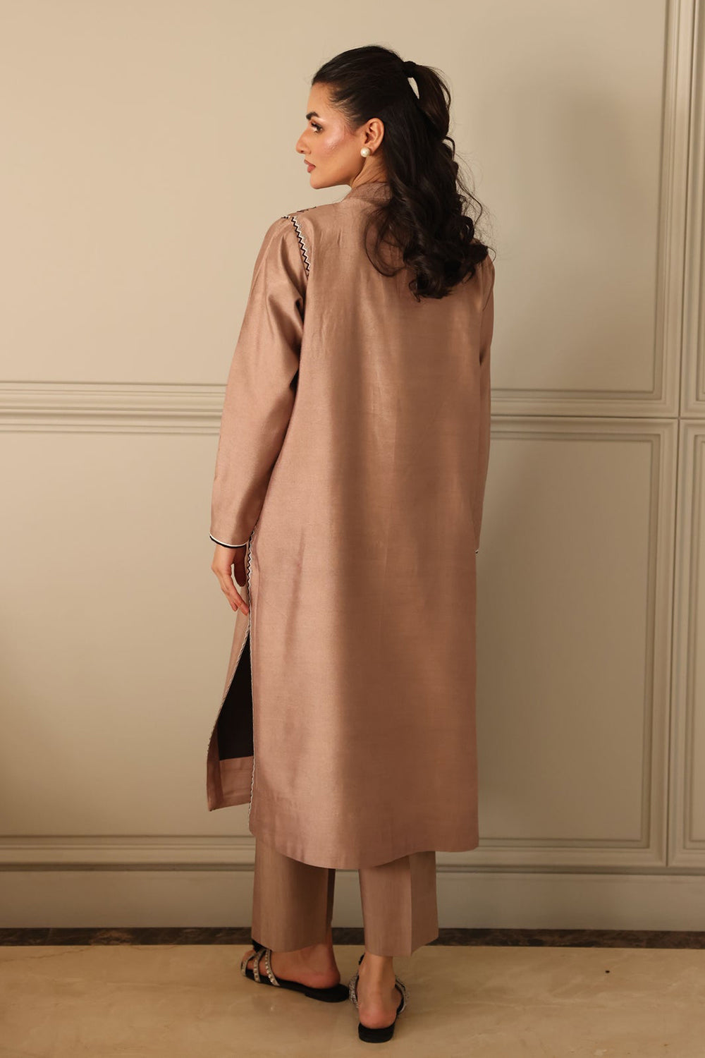 Sandstone Kurta with Botanical Accents