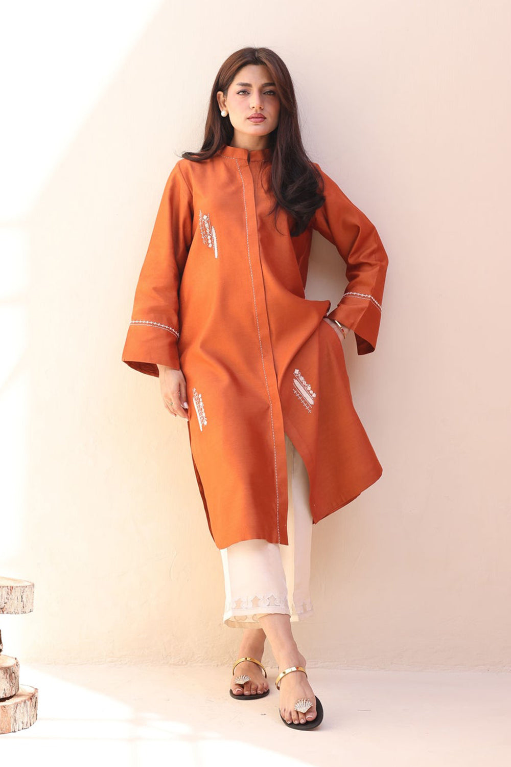 Sunset Orange Straight Kurta Set