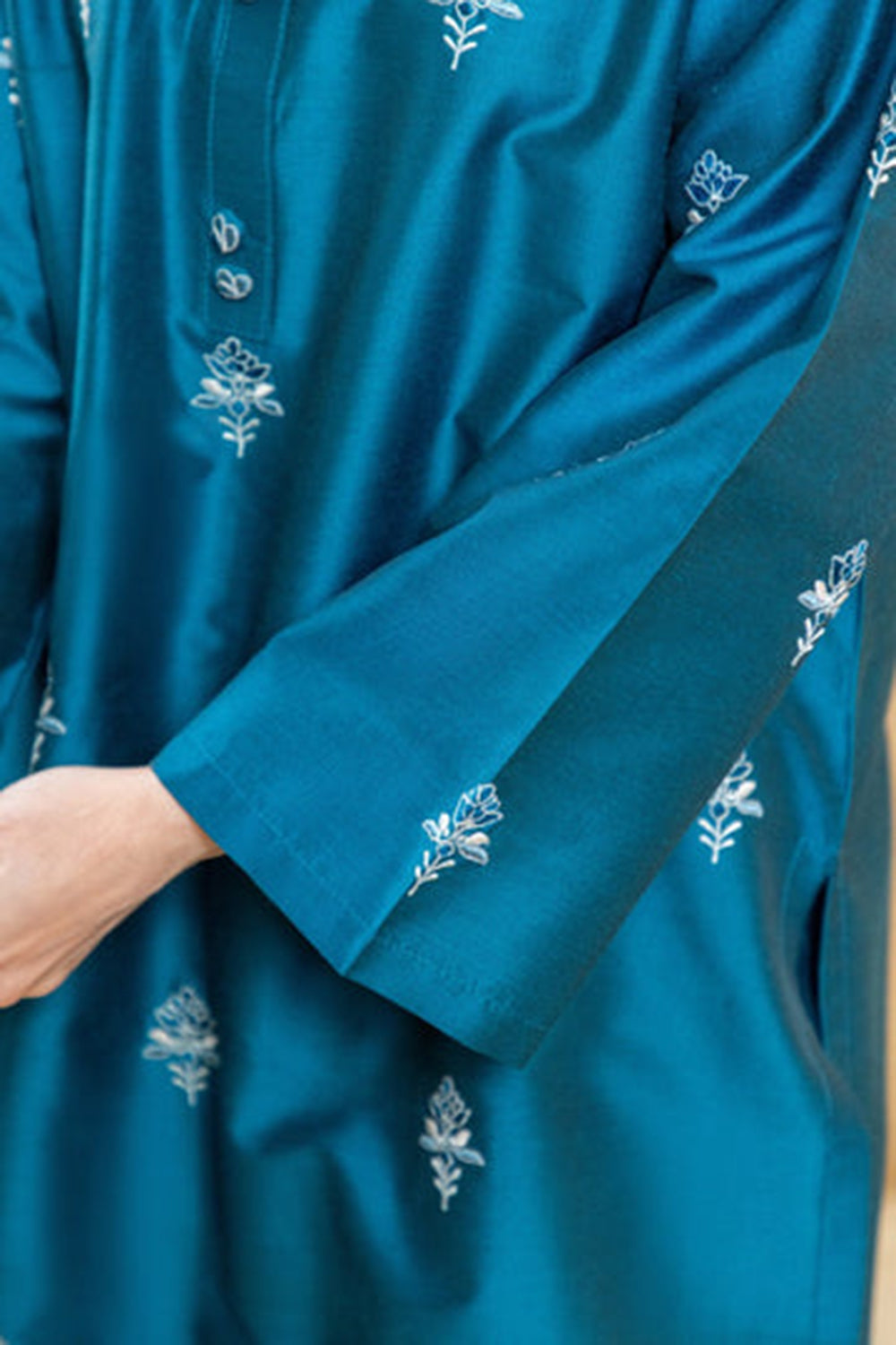 Teal Buta Embroidered Kurta Set